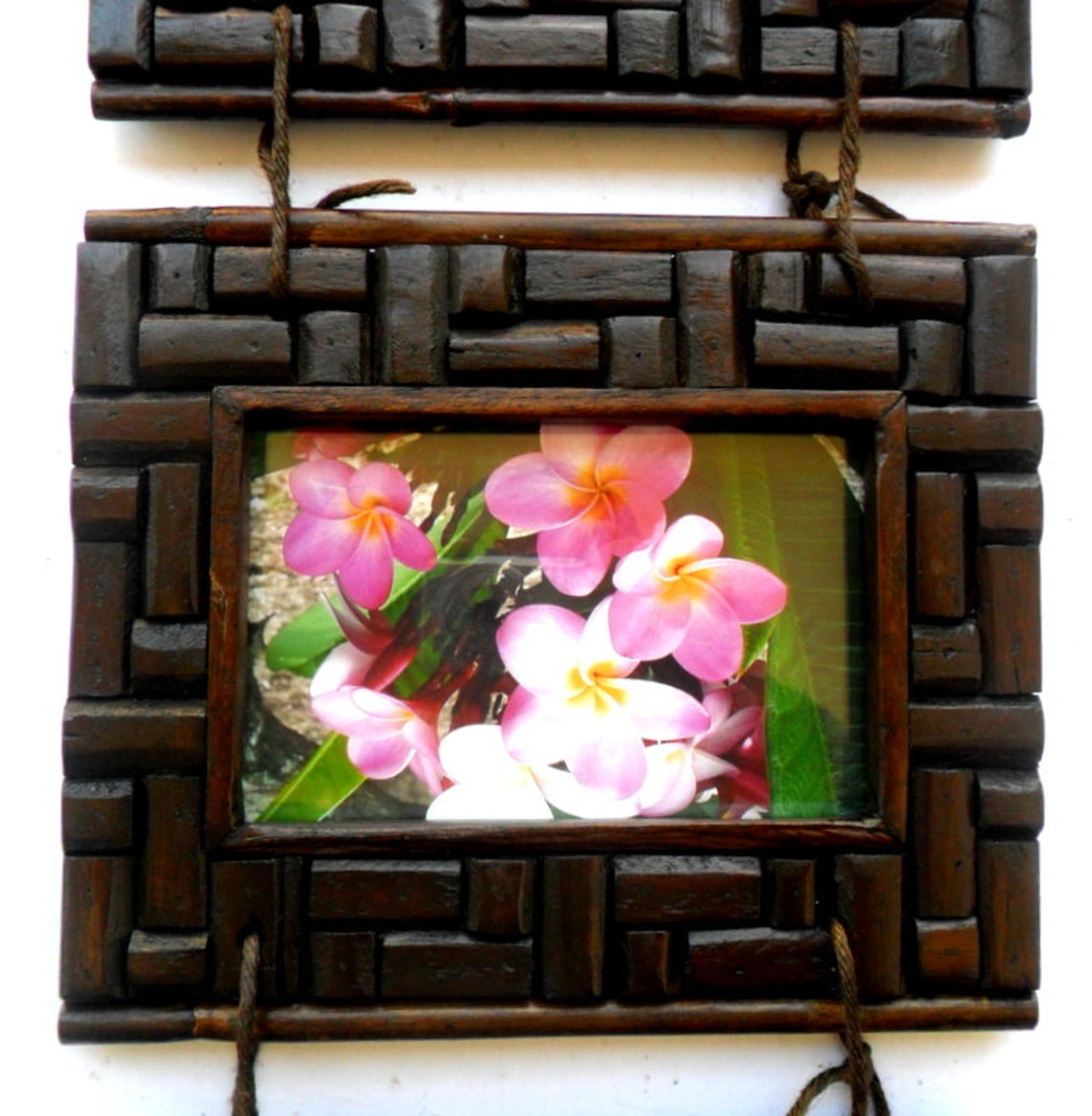 Rustic Teak Wood 3 Photo Frame With Glass Wall Hanging Natural Etsy