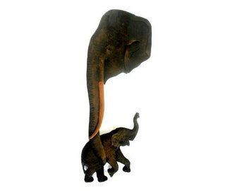 Elefante tallado a mano, elefante de madera, estatua de elefante, elefante tallado de madera de madera, elefante de madera a la deriva, decoración de la casa, colgante de la pared, regalo 28 "X11"