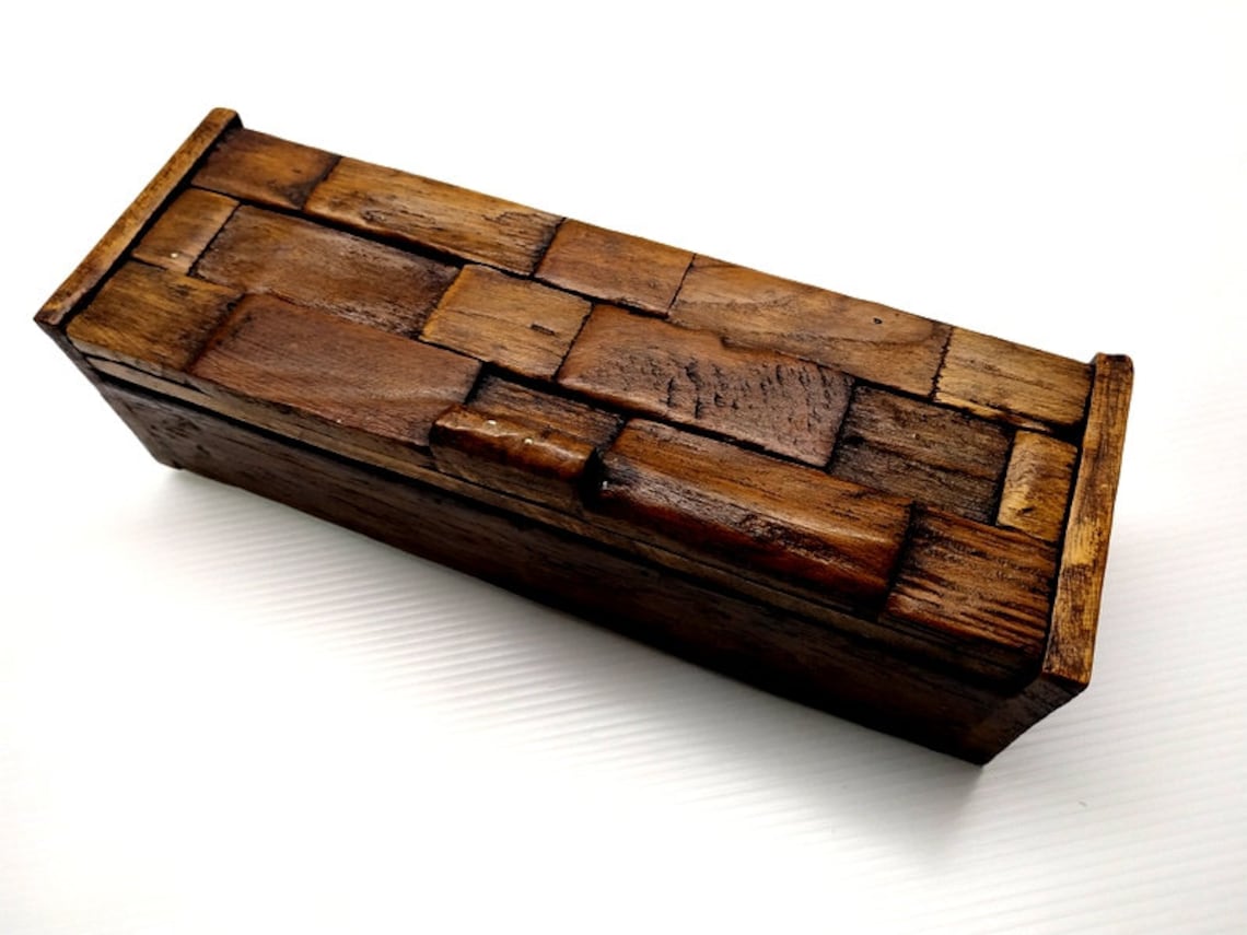 Natural Wood Box Rustic Box Driftwood Reclaimed Wooden Mosaic Box Teak