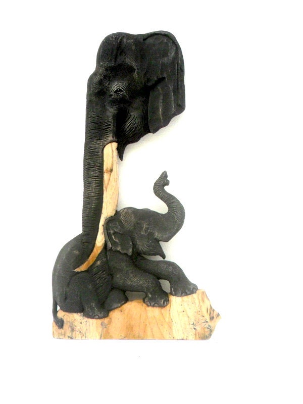 Hand Carved Elephant, Wooden Elephant, Elephant Statue, Wood Carving ...