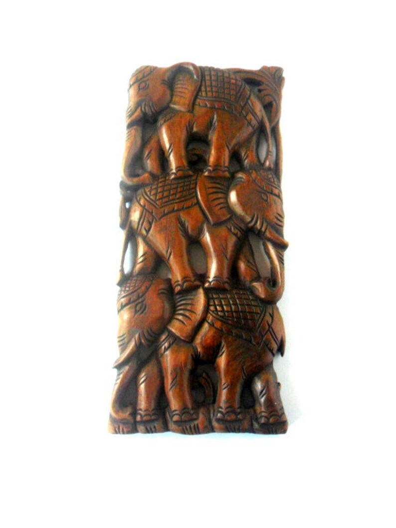 Wood Carving Elephant Head Art Hand Carved Teak Wood Elephant Handmade