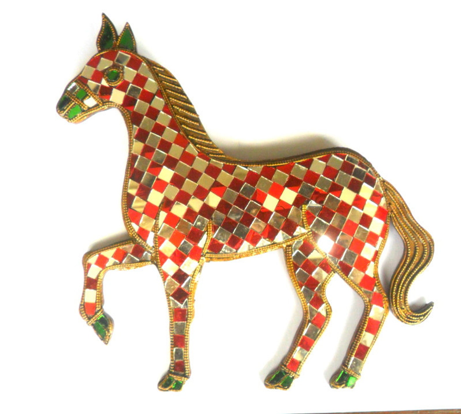 Mosaic Horse Glass Art Multicolor Handmade Mirror Mosaics Art Home