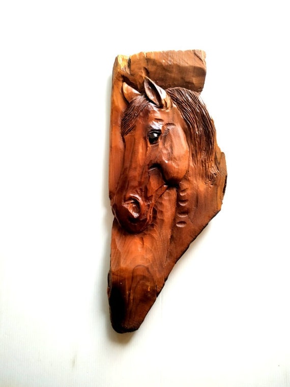 Wooden Horse Horse Wood Carving Wooden Horse Head Wall Art Etsy