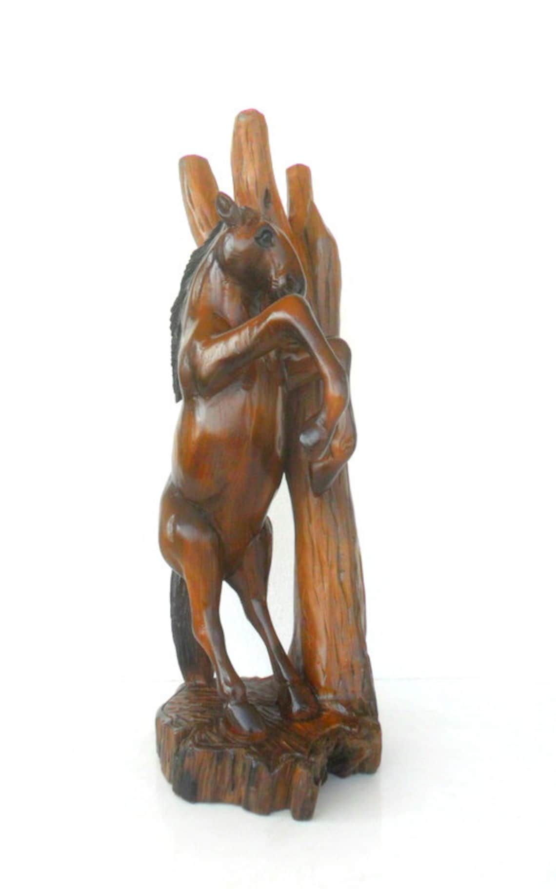 Wood Carving Horse Hand Carved Horse Natural Teak Wood Wild Etsy