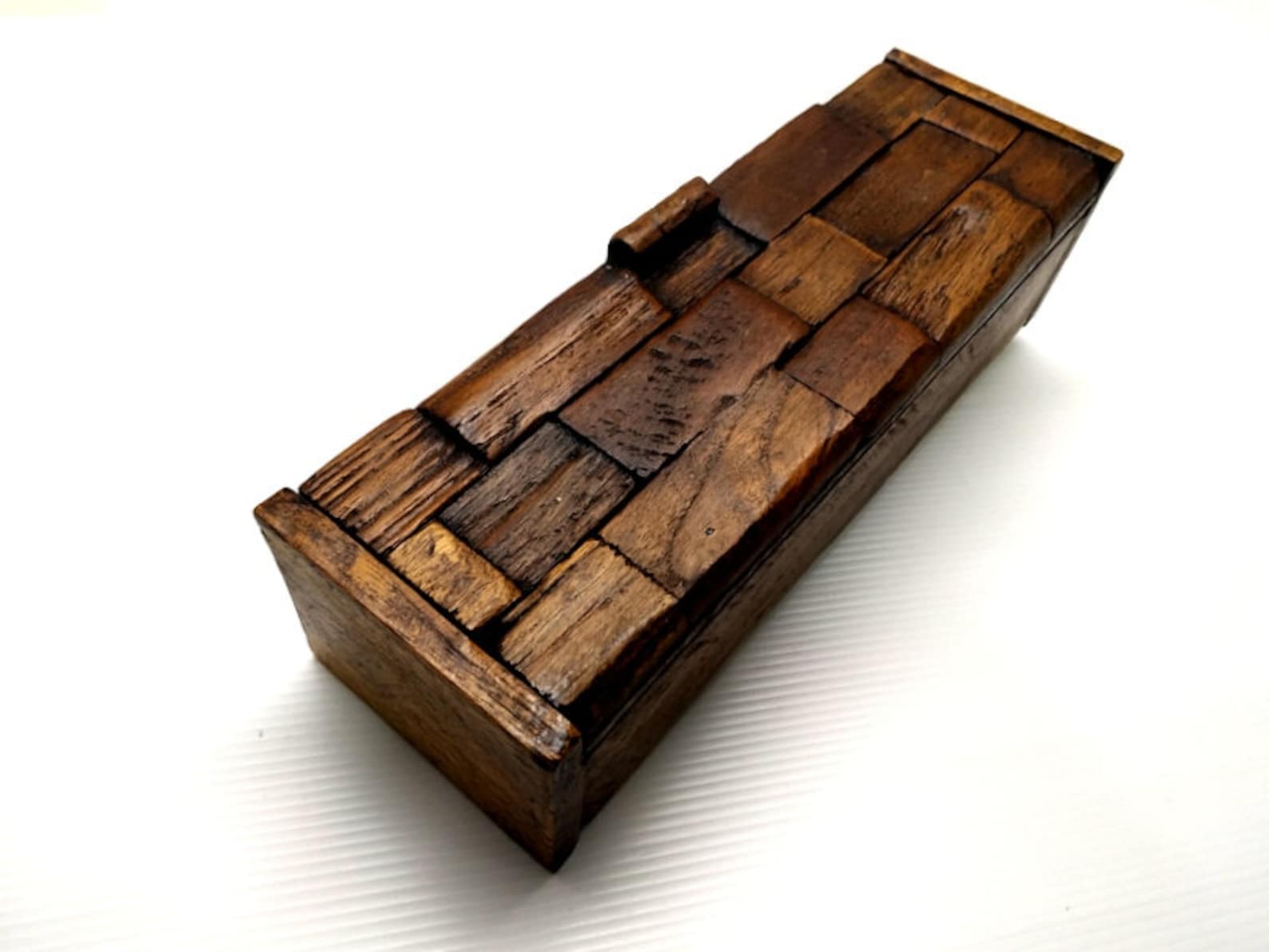 Natural Wood Box Rustic Box Driftwood Reclaimed Wooden Mosaic Box Teak