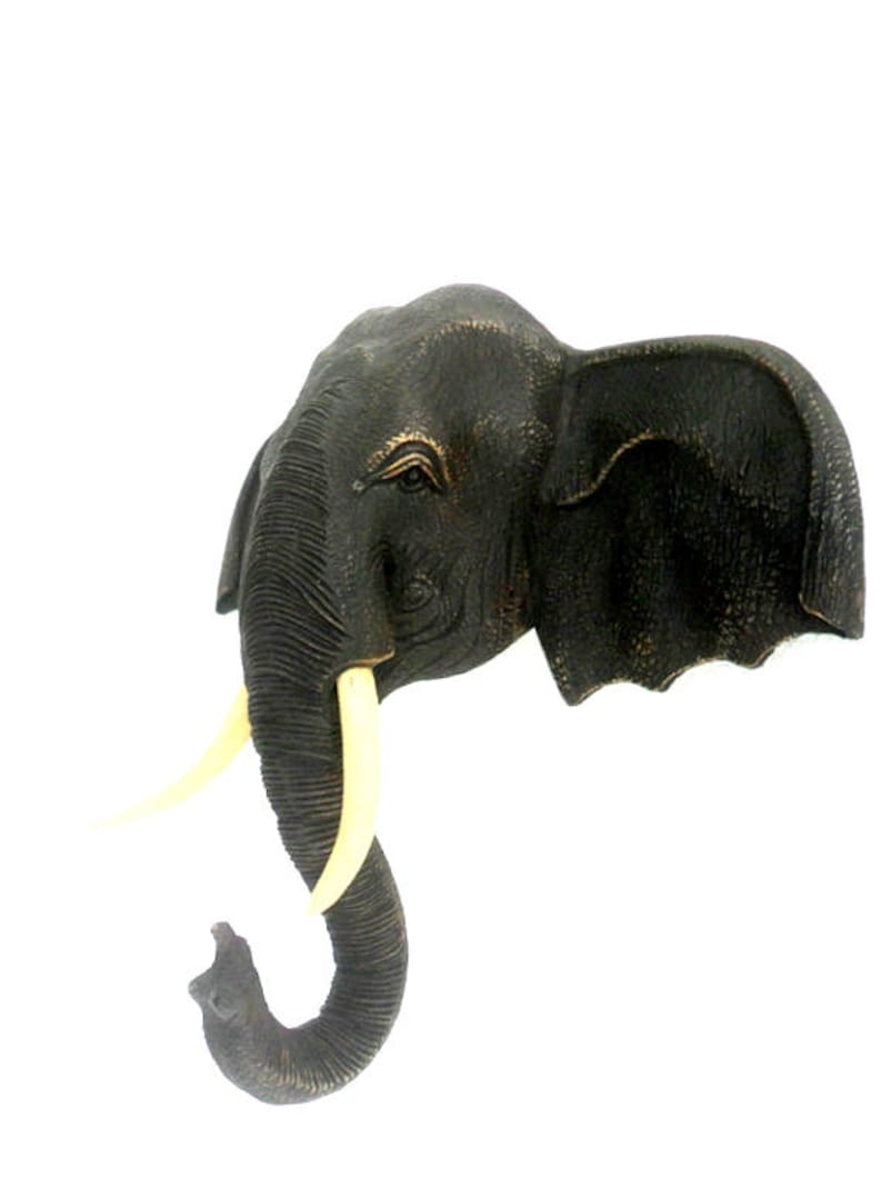 Wood Carving Elephant Head Natural Teak Wood Hand Carved Etsy