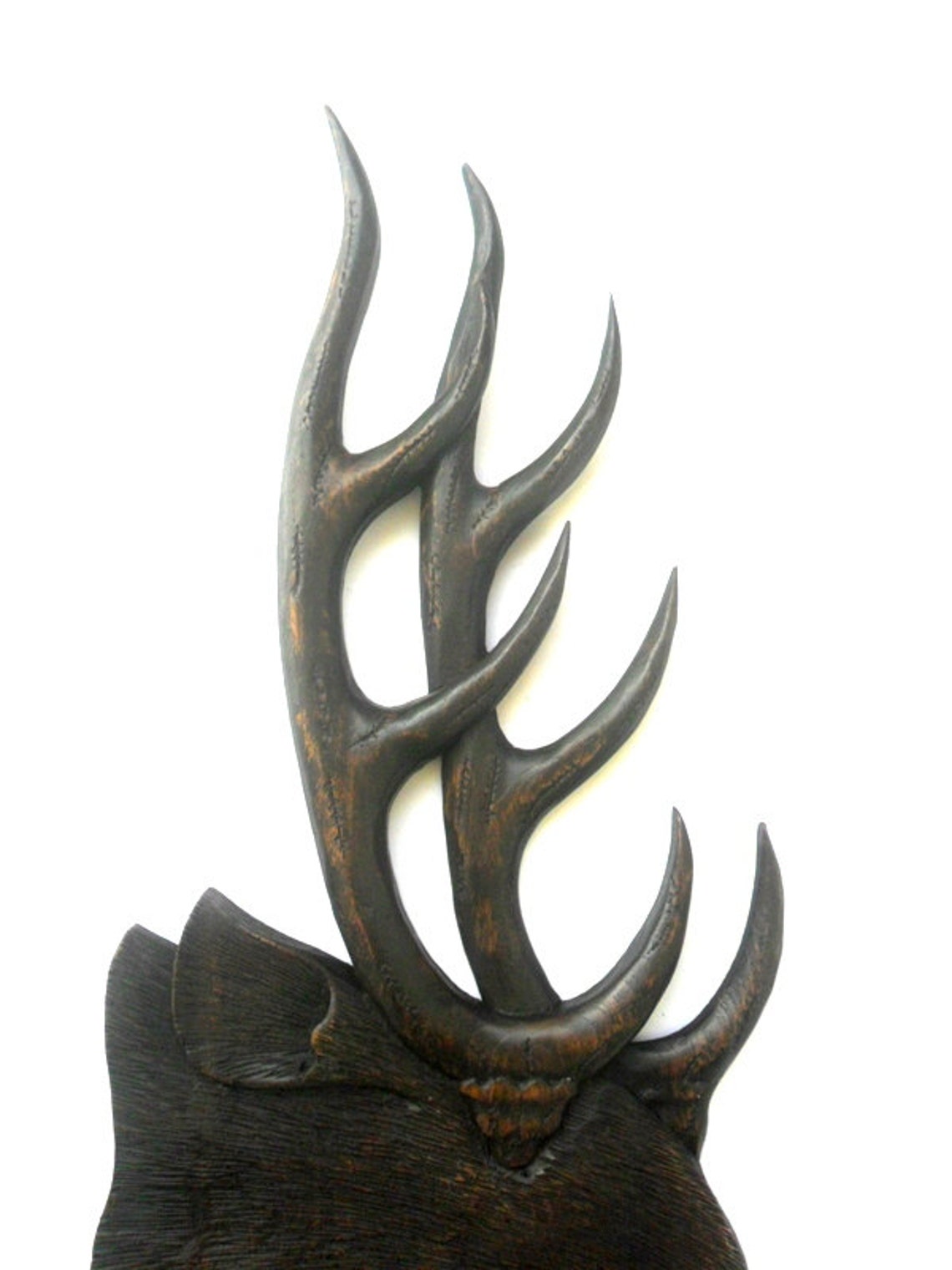 Handmade Teak Wood Hand Carved Deer Head Wood Carving Wall Etsy