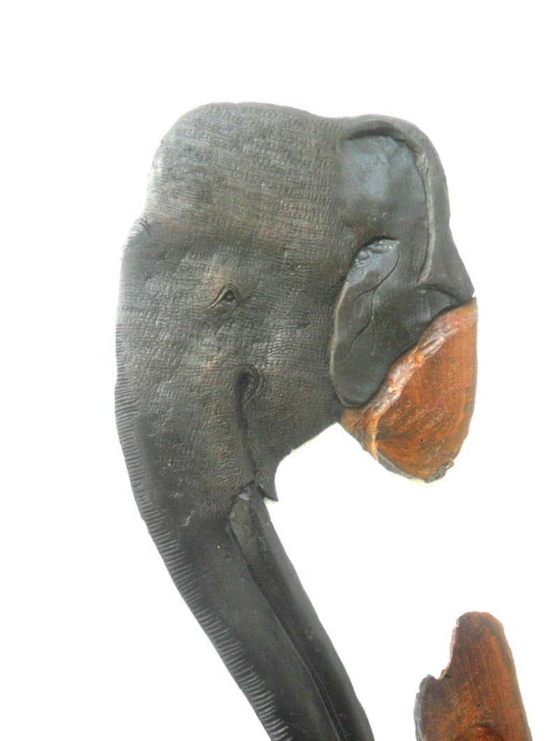 Natural Teak Wood Carving Elephant Head Art Hand Carved Etsy
