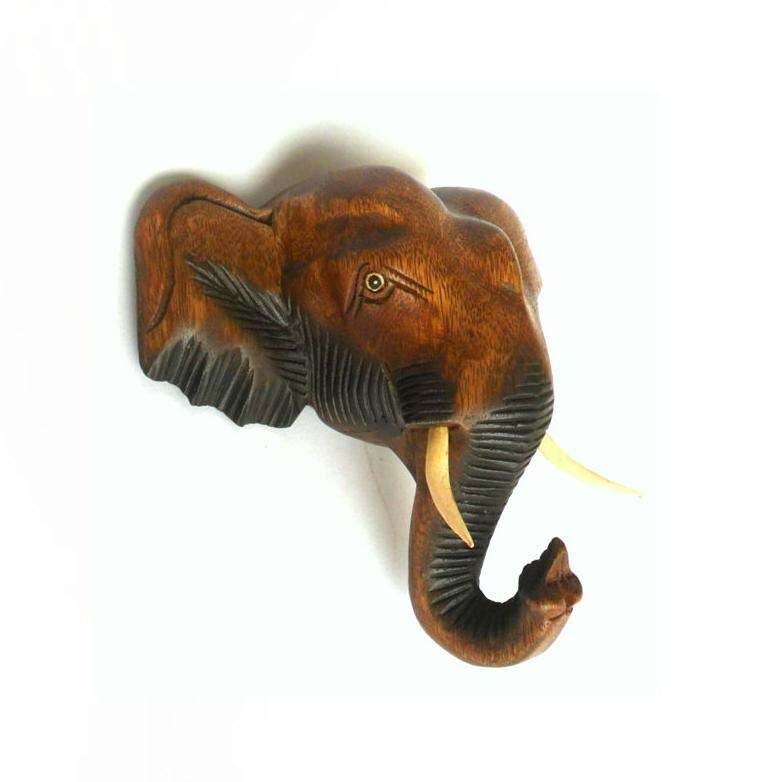 Wood Carving Elephant Head Wall Hanging Hand Carved Handmade Etsy