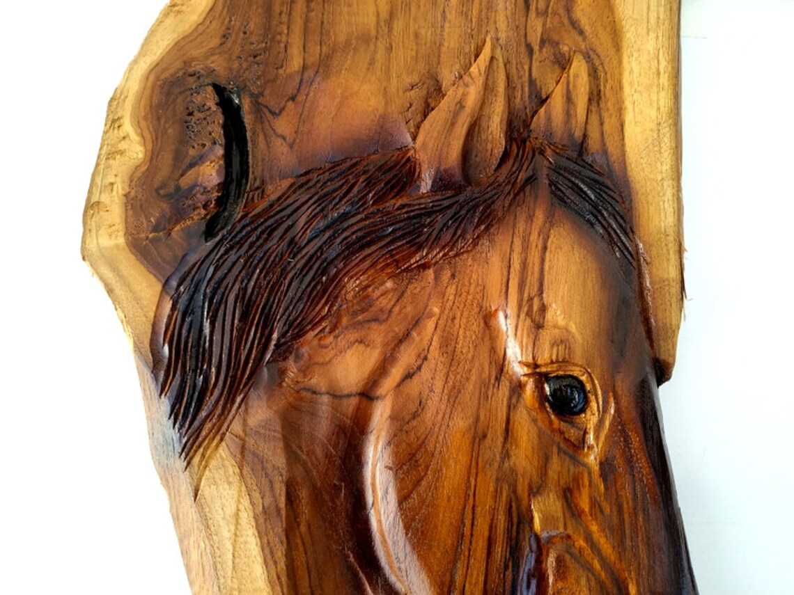 Wooden Horse Wood Carving Horse Head Wall Hanging Horse Etsy