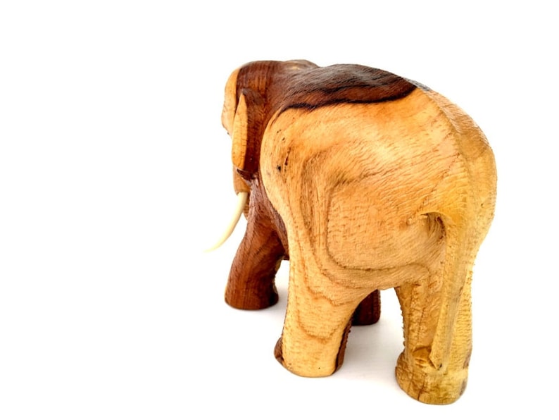 Wood Carving Elephant Hand Carved Elephant Natural Teak Wood Elephant