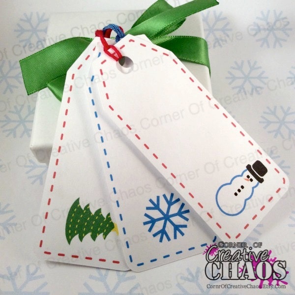 Christmas Gift Tag - Snowflake, Snowman, Christmas Tree - Set of 10 or 20