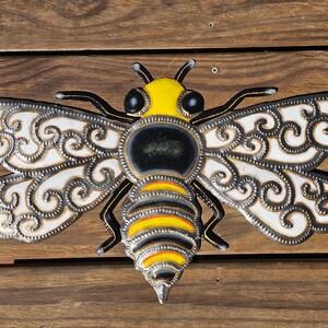 22x13&quot; Colorful Painted Bee Haitian Metal Art