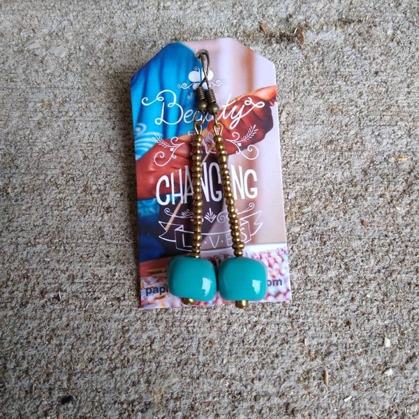 Haitian Ceramic Bead Drop Earrings