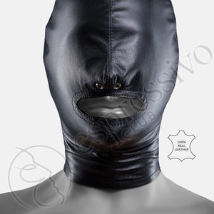 Real leather Mask, Open Mouth Mask, Leather Bondage Hood, Head-restraints Mask, GIMP mask, Luxury Leather Kinky mask, head harness hood