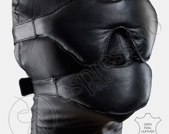 Bondage leather mask + eye blindfold + mouth mask, Leather Bondage Set