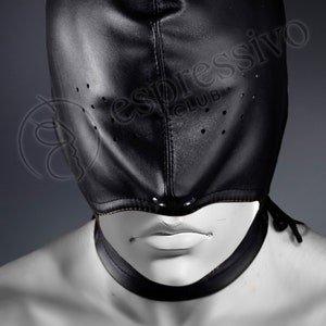 Leather Mask with Pinhole Eyes & Open Jaw, Gimp mask, PU Leather bondage mask open mouth, Face mask, Head Bondage Restraints, Kink mask