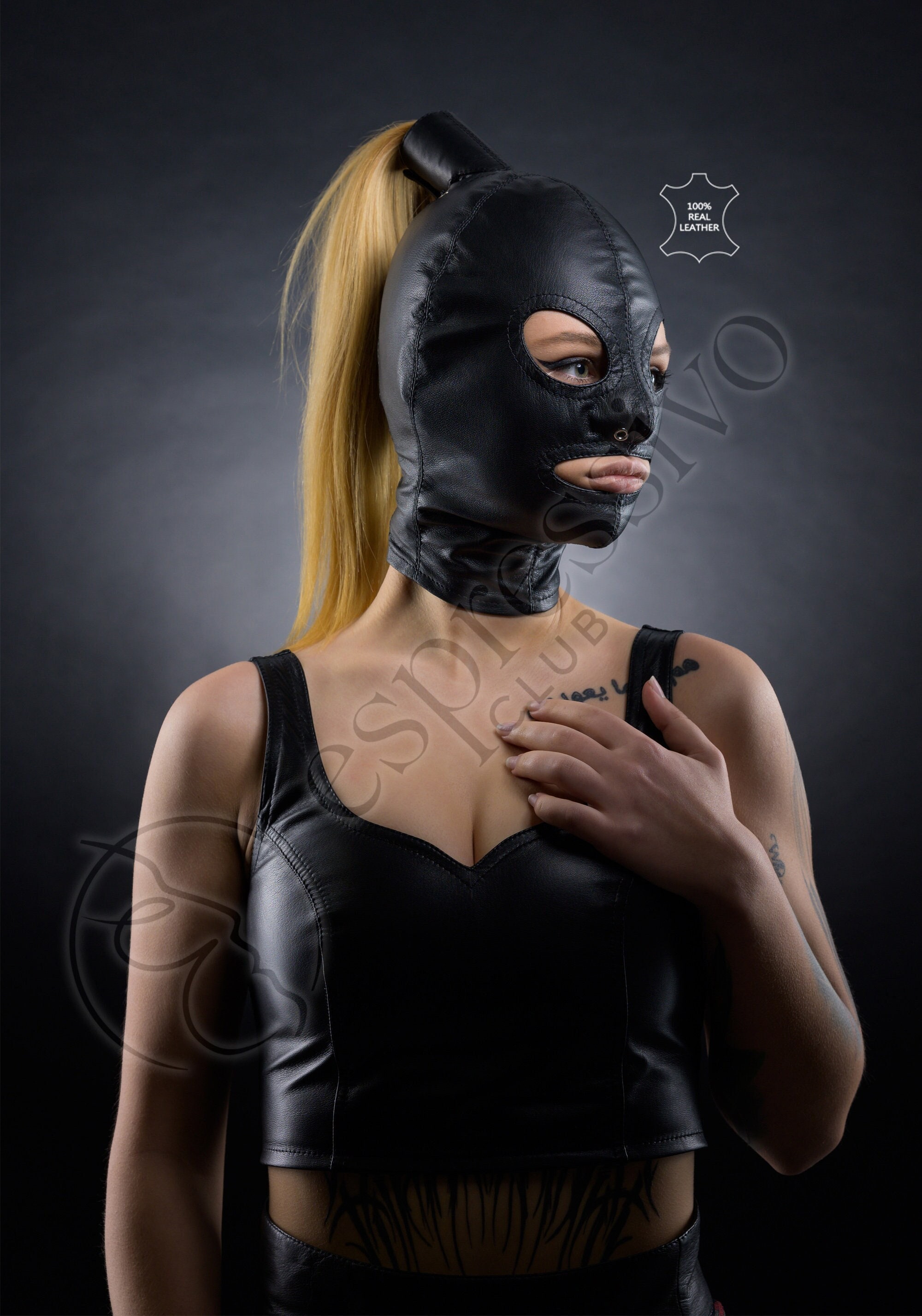 Real Leather BDSM Restraints - Hood and Leather Lined Face Mask –  EspressivoClub