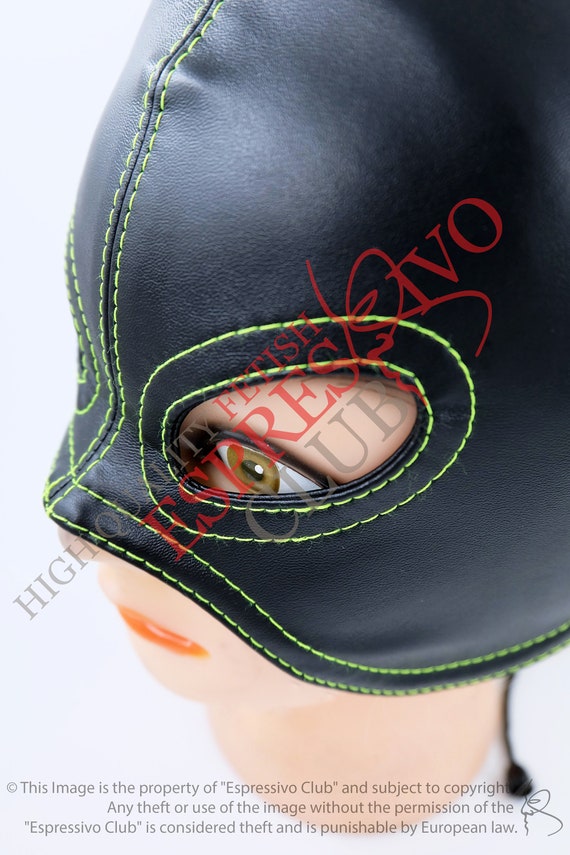 Faux Leather cat woman dominatrix Red hood head gear Roleplay