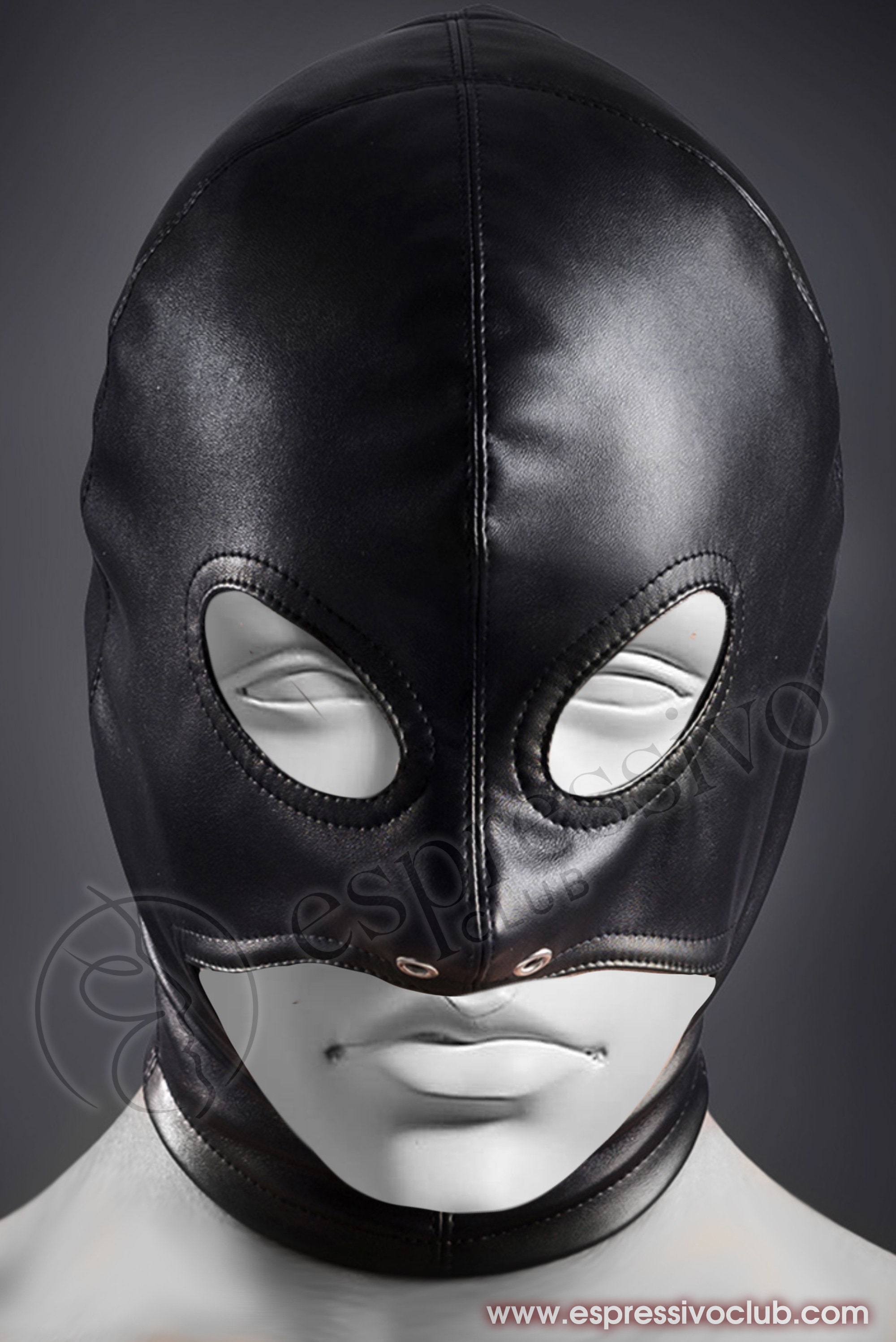 Handcrafted PU Leather BDSM Mask with Open chin and eyes, dominatrix outfit, fetish leather hood mask men, BDSM bondage mask
