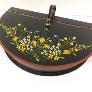 Vintage Toleware Style Black Floral Silent Butler