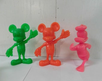 Vintage Louis Marx Plastic Mickey Mouse, Donald Duck Figures Set of 3