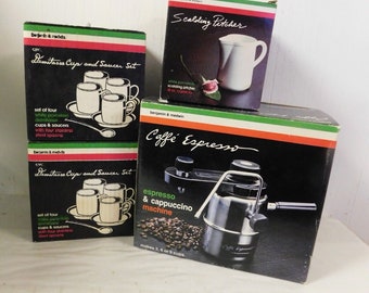 Vintage Benjamin & Medwin Espresso and Cappuccino Machine with Demitasse Cups Set NEW in Boxes