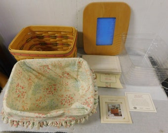 2002 Longaberger Mom Memories with Photo Lid Tie One Envelope Set & Liner