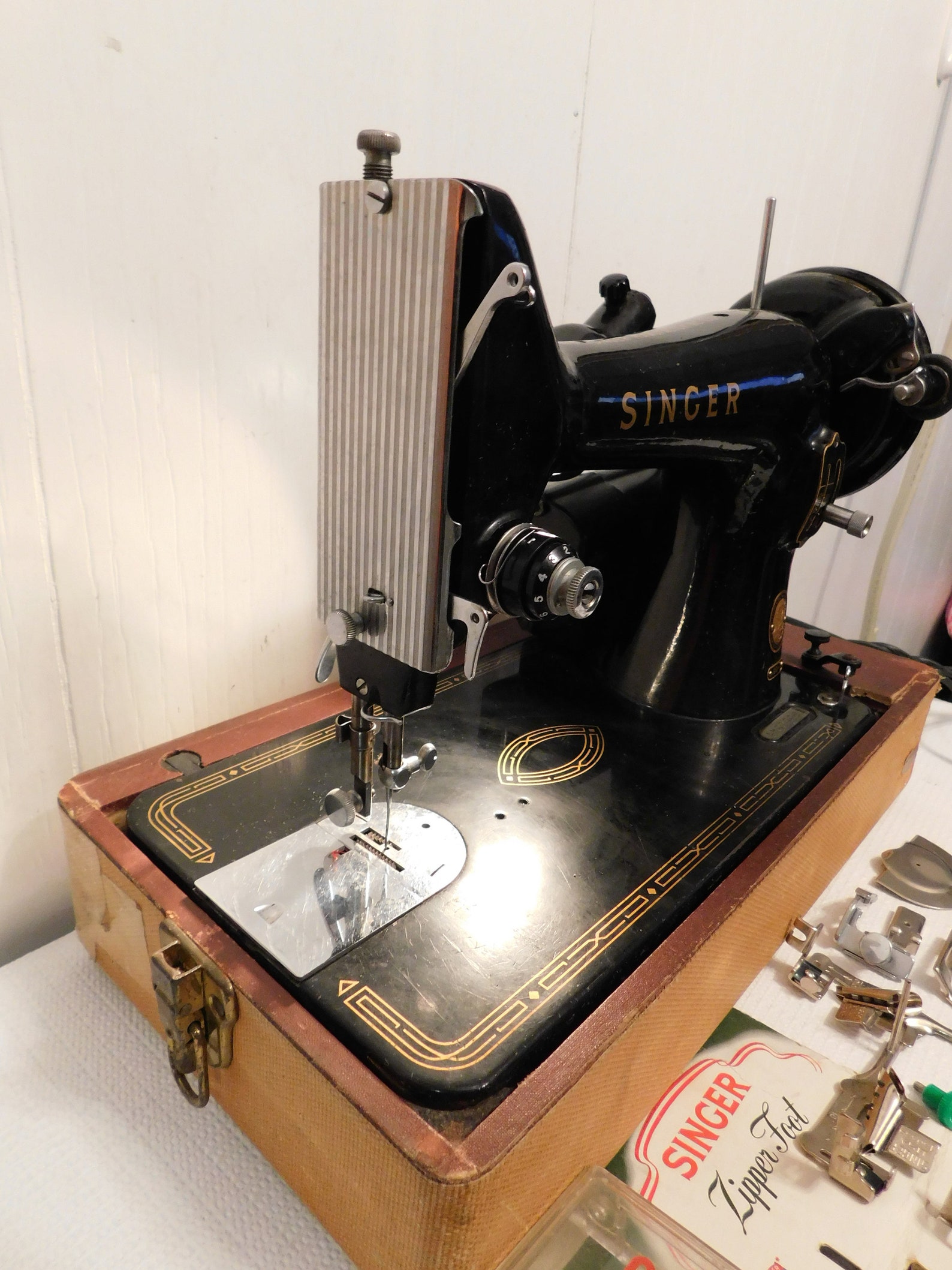 1956 Singer Sewing Machine 99 with Hard Case & Attachments Etsy