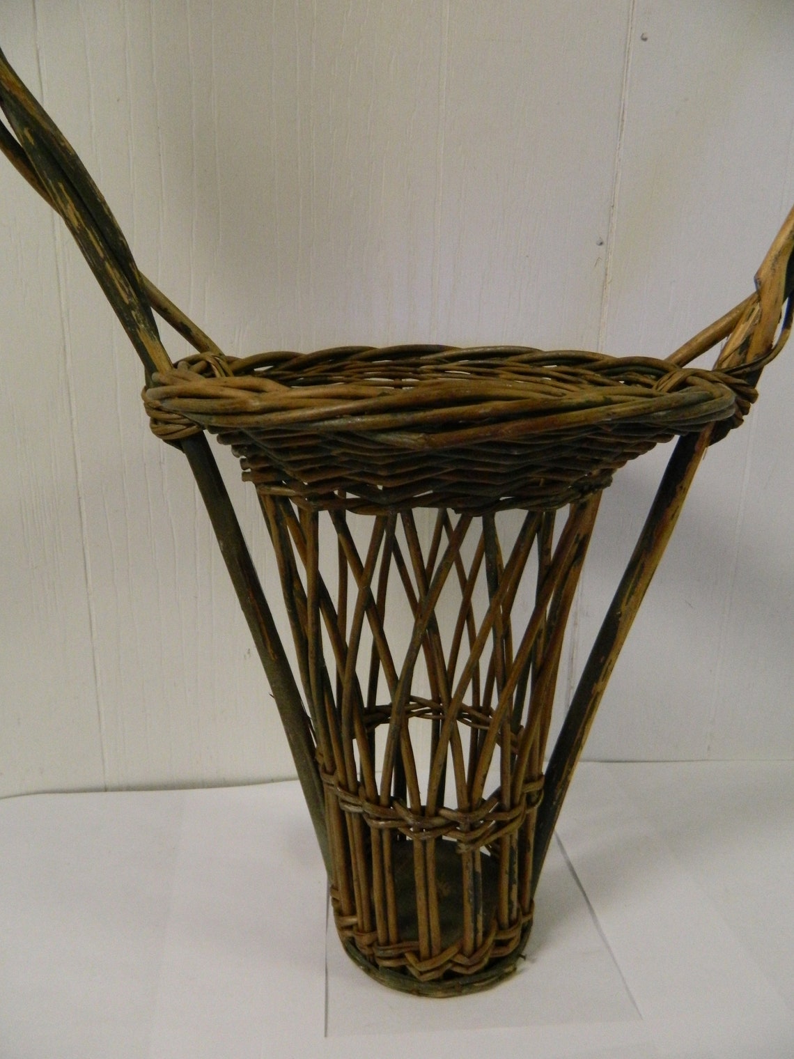Vintage Wicker & Reed Funeral / Flower Basket Etsy