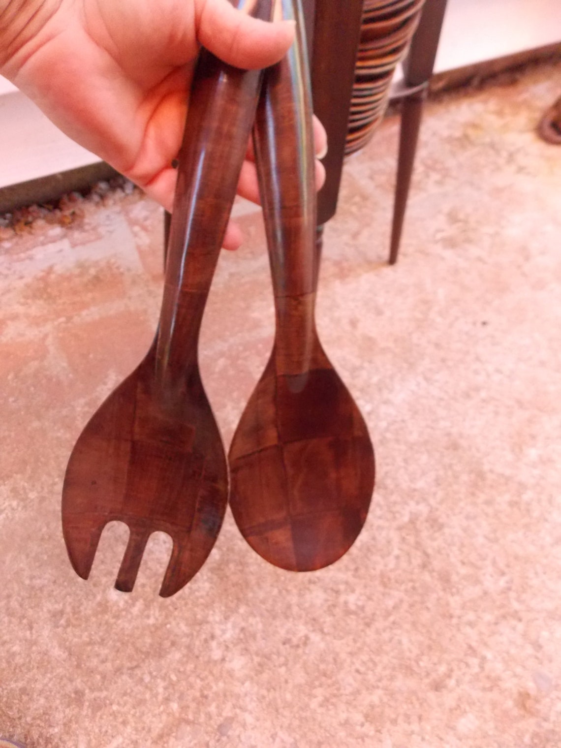 Vintage Gail Craft Large Wooden Salad Bowl Stand with Etsy