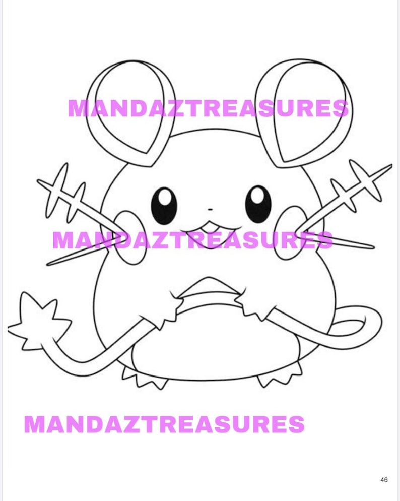 May include: A black and white line drawing of a cartoon mouse with large ears and a long tail. The mouse has a small mouth and large eyes. The mouse is holding two sticks in its hands.