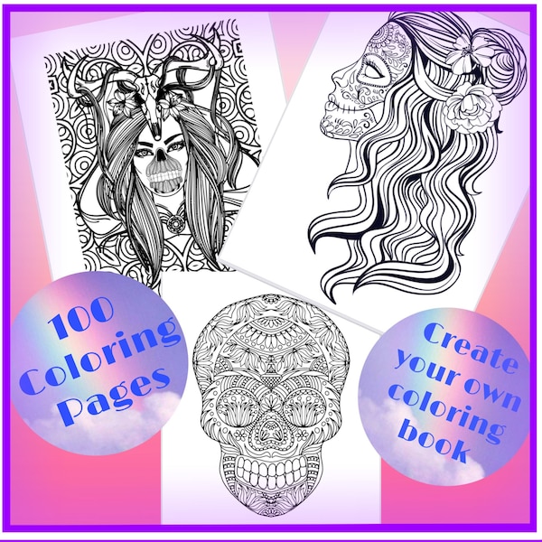 100 Sugar Skull printable coloring pages. Enjoy coloring these Sugar Skulls (Calavera) ! Celebrate Day of the Dead (Día de Muertos)