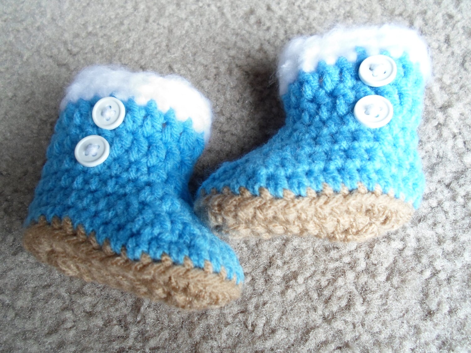 Adorable Blue Fluffy Boots W/ Little Accent Buttons. Sizes Etsy