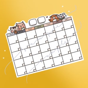 DIGITAL Kawaii Monthly Blank Calendadr