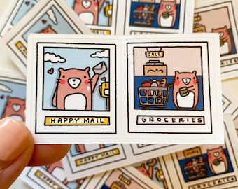 Adesivo Kawaii de Correio Feliz e Compras