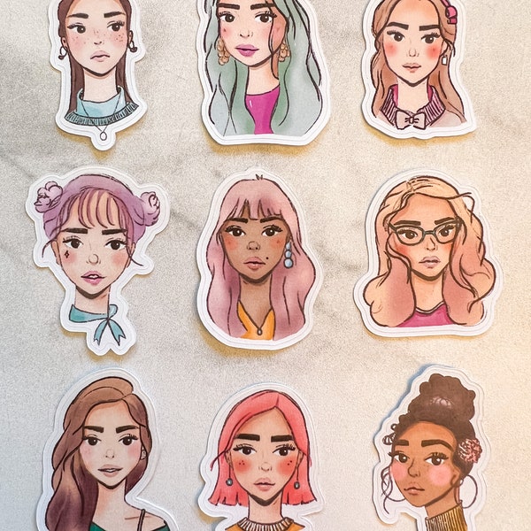 Set of 9 Die Cut Girl Squad Stickers