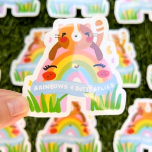 VINYL Kawaii Rainbow & Butterflies Sticker