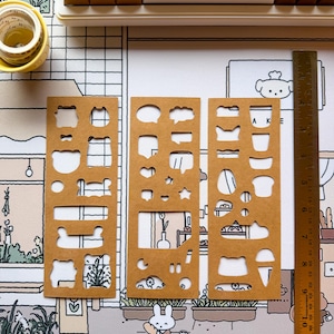 Set mit 3 Kawaii Schablonen