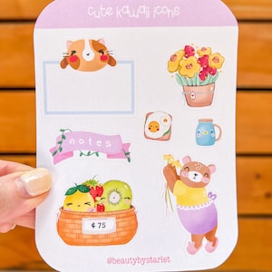 Cute Kawaii Icons Sticker Sheet