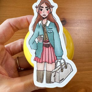Coffee Planner Girl Die Cut Sticker (3x1.5 inches)