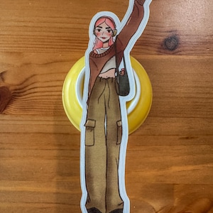 Sticker fille signe de la paix