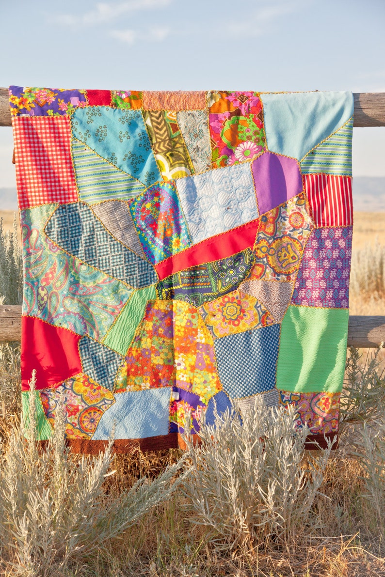 Vintage Handmade Crazy Quilt 4' x 5' Etsy