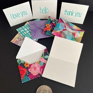 Mini cartes et enveloppes 1.5X2in - Packs de 10, 20 ou 30