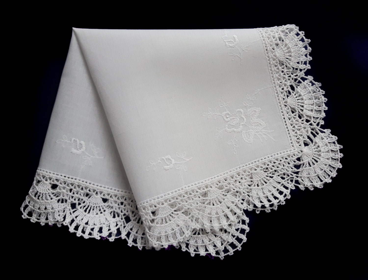 MileyMarla – 3 Fazzoletti Da Donna In Cotone Bianco Con Ricamo E Pizzo – 28x28 Cm – Perfetti Per Matrimonio, Battesimo O Regalo Elegante