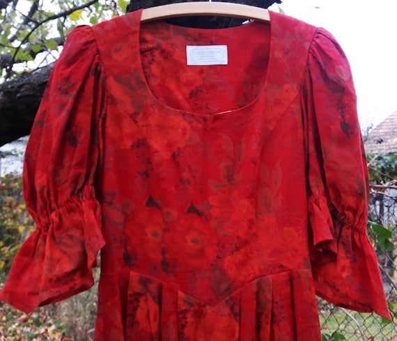 Vintage Dress Folk Medieval Costume Red Sportalm F