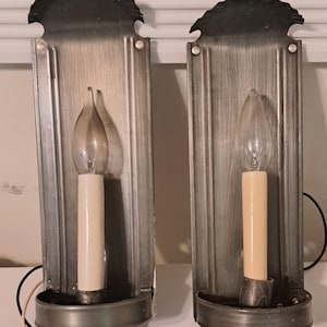 2 Wall Light Sconces Lamp 70&#39;s Gray metal candle bulb type Lighting