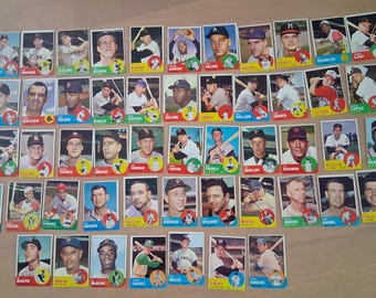 Lot of 56 baseball cards - 1963 Al Kaline poor condition- rest ok