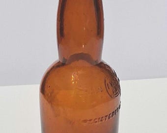 Antique Mini Amber Geo W Torrey Whiskey Pat. 1926 5 inches tall