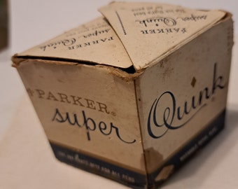 Vintage Cobalt Ink Bottle Parker Super Quink Ink Bottle with box Royal blue